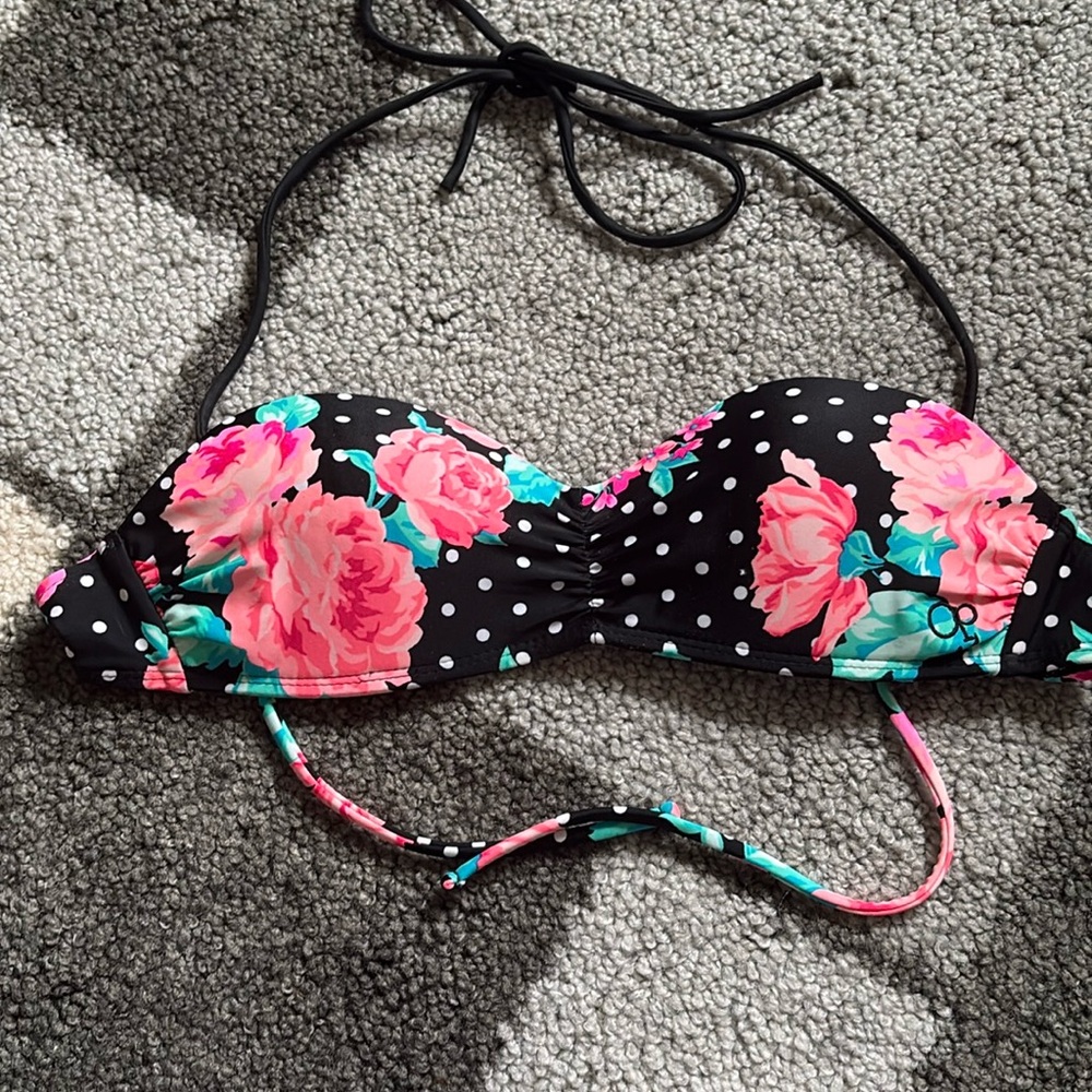 OP Black & Pink Floral Bikini Top